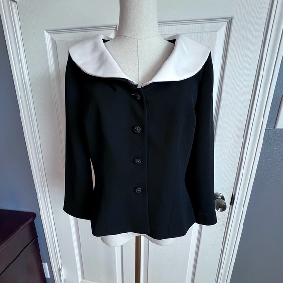 Maggy London Vintage Blazer Jacket Removable White Collar/Lapel Women’s 8, EUC - Picture 2 of 10